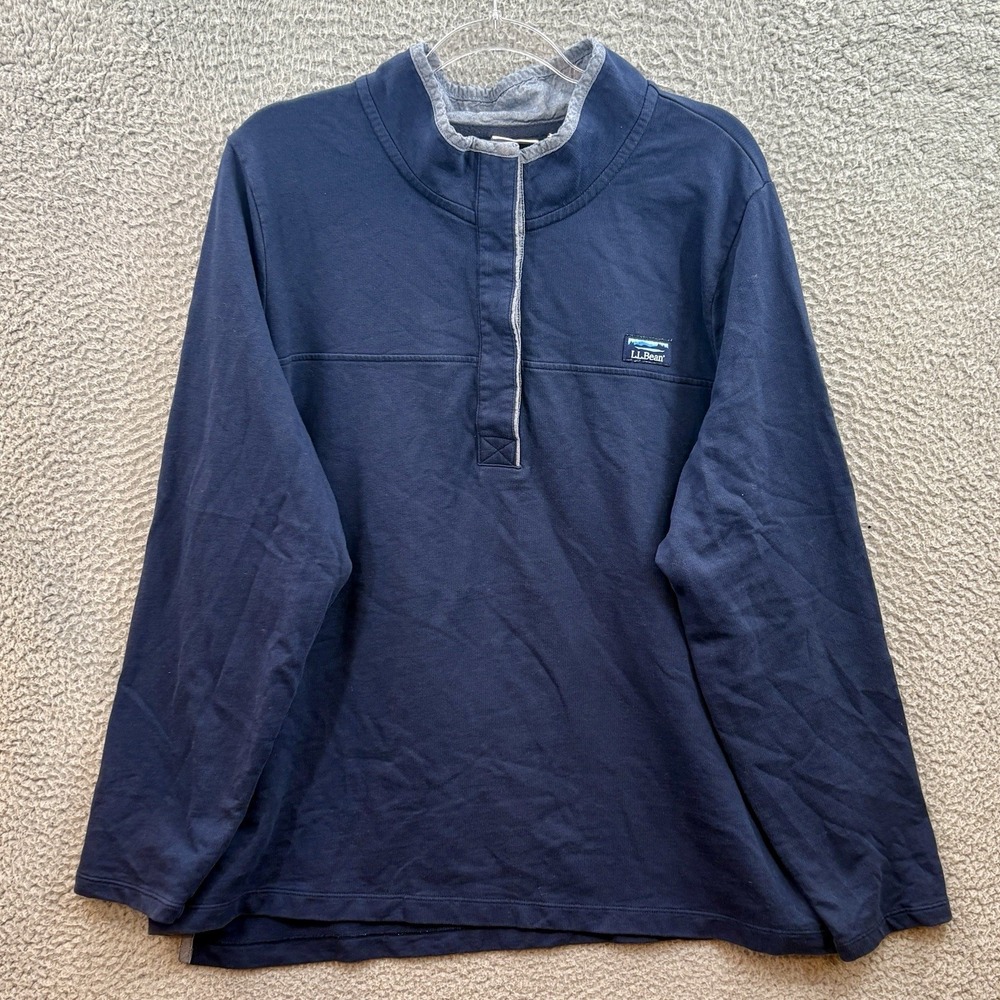 LL Bean Womens Soft Cotton Rugby‎ Shirt Size 3X Navy Blue Pullover Plus Size